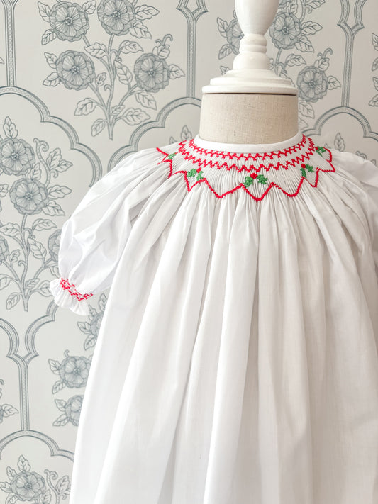 White Georgette Bishop Dress - Hollies