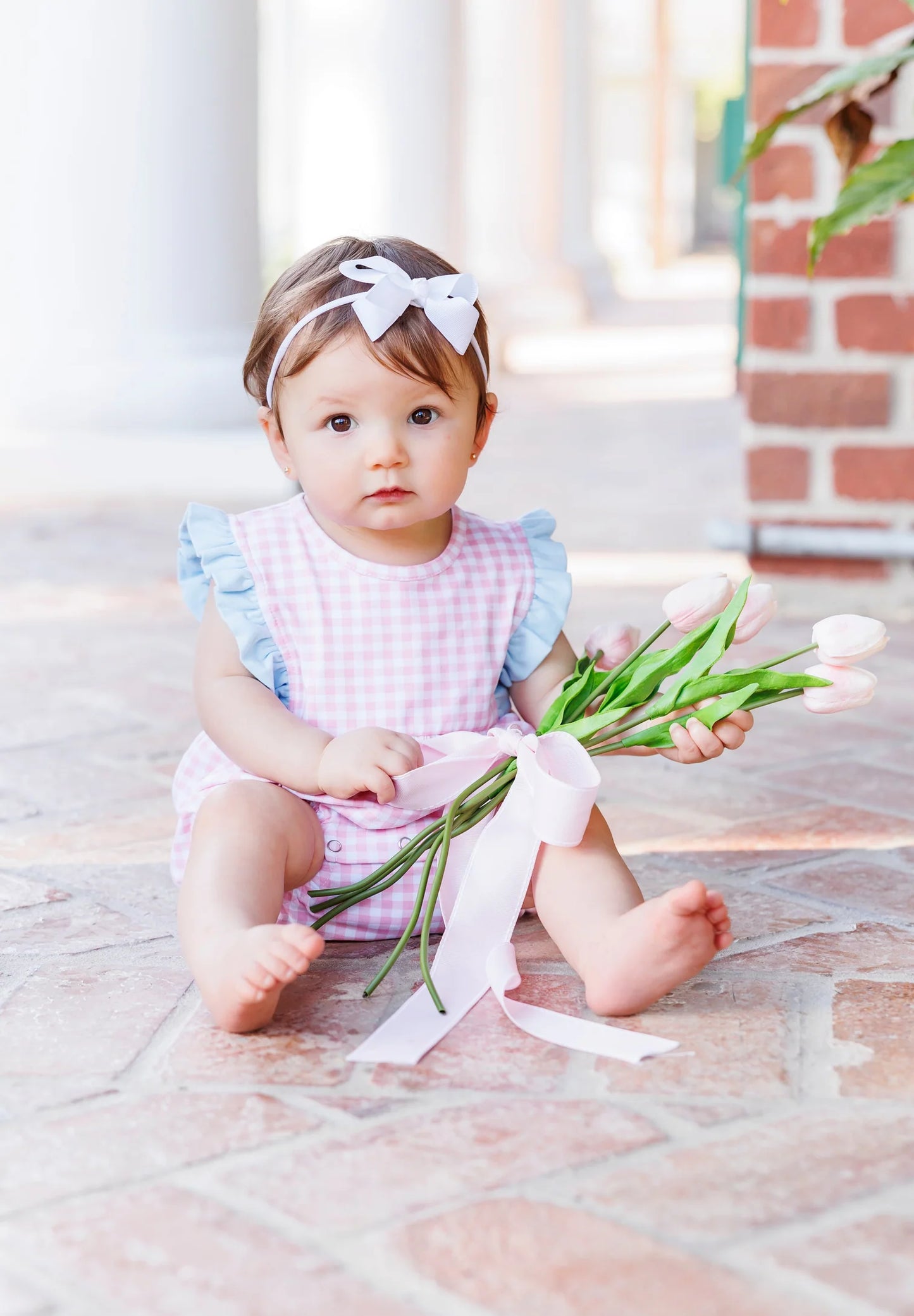 Evie Bubble - Pink Gingham and Light Blue