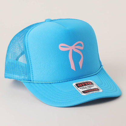 Color Pop Bow Graphic Mesh Back Trucker Hat