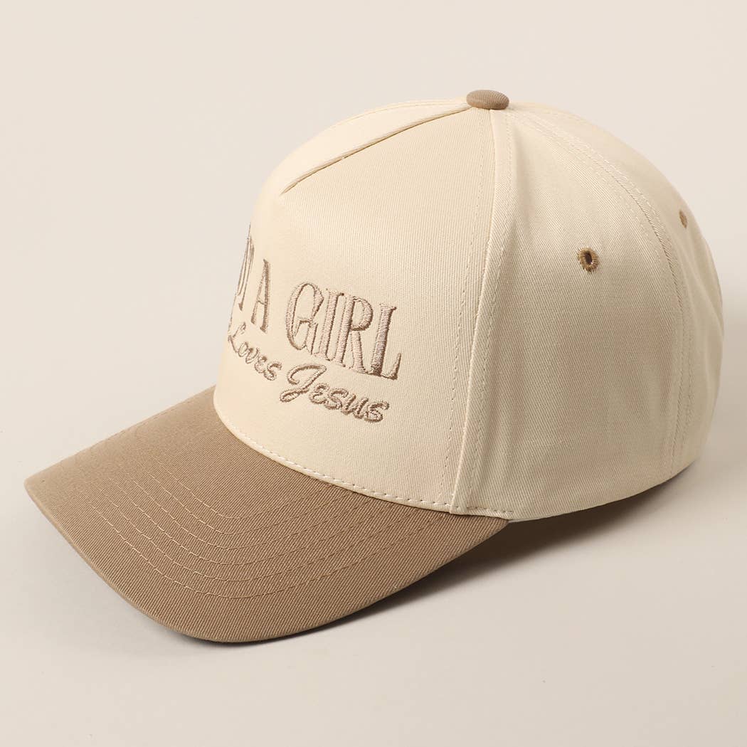 Just A Girl Who Loves Jesus Embroidery Trucker Hat: Light Denim