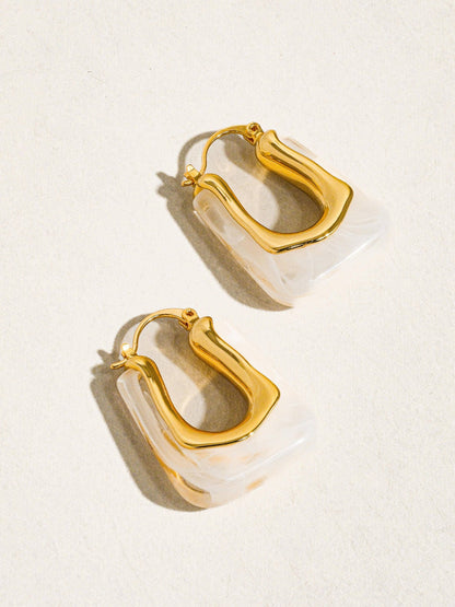 Talia U-Shaped Boho Hoop Earring: Red
