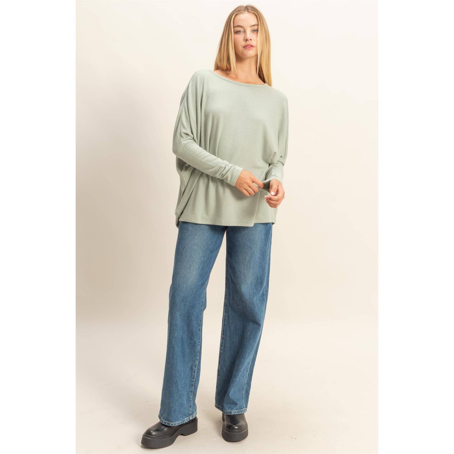 Relaxed Fit Dolman Long Sleeve Top
