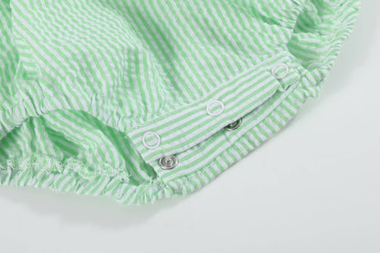 Green Seersucker Easter Bunny Smocked Flutter Romper