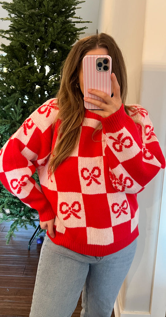 Mistletoe Check Sweater