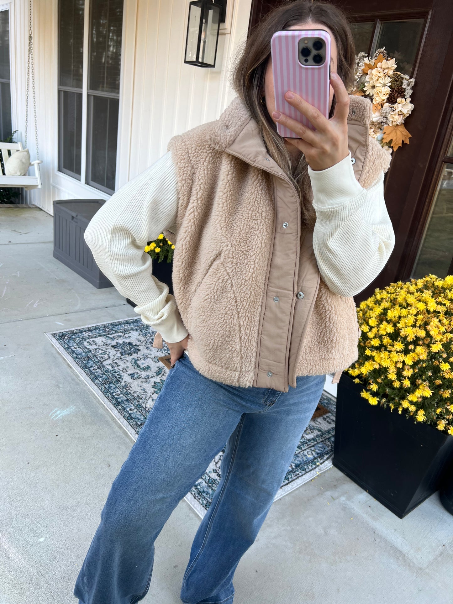 Side Tie Sherpa Vest