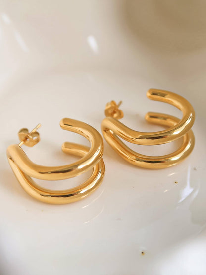 Lucille Double C Hoop Earring: Yellow