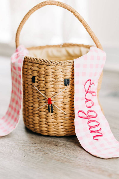 Gingham Kids Easter Basket - Easter Bunny Ears