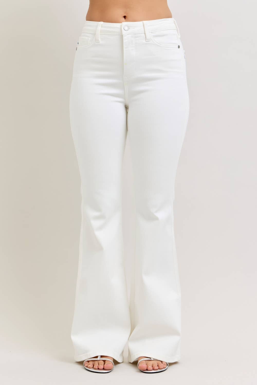 Judy Blue HW Tummy Control Flare: White