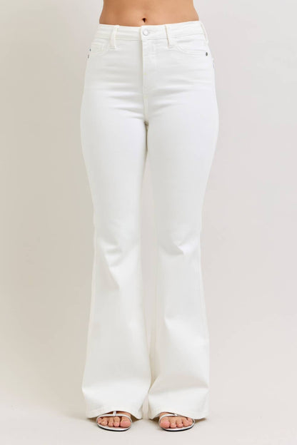 Judy Blue HW Tummy Control Flare: White