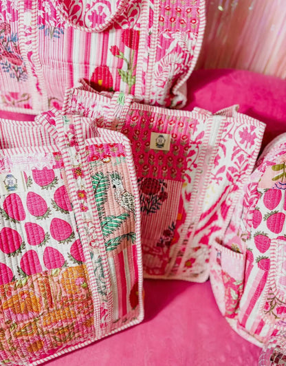 Pink City Patchwork | Regular Quilted Tote Bag 