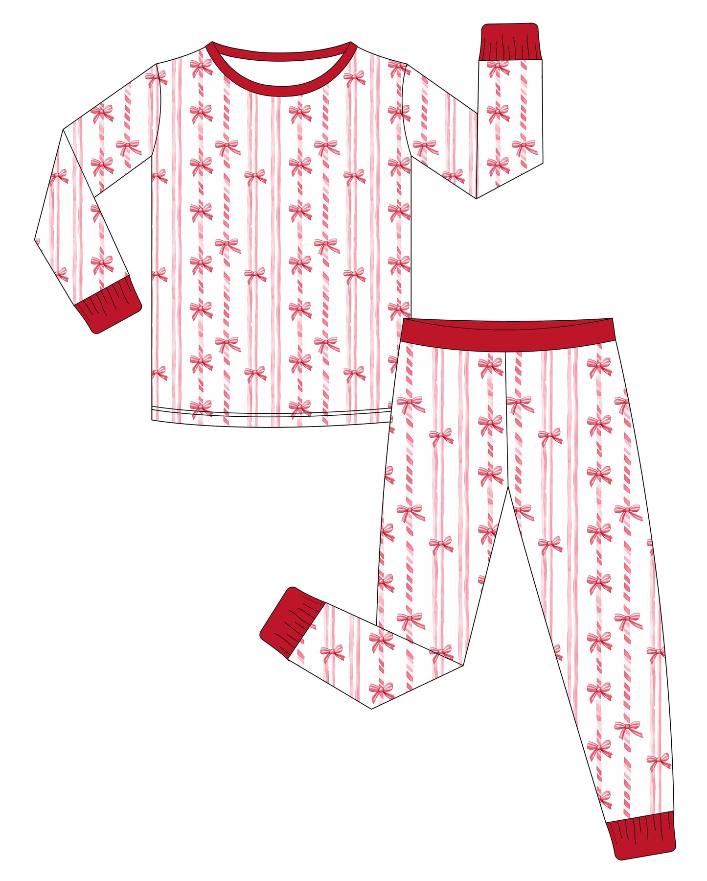 Bamboo Long Sleeve Pants Set - Christmas