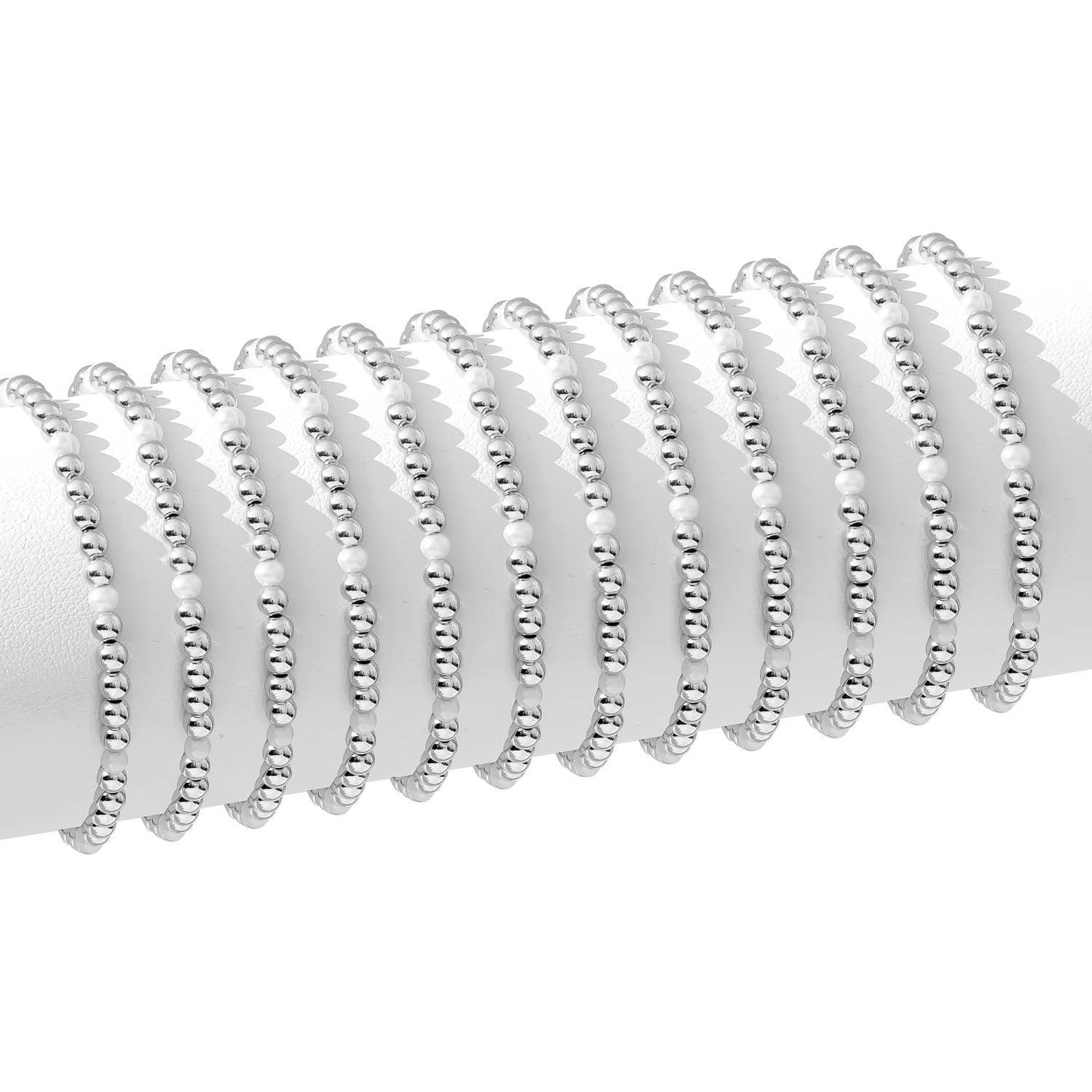 4mm Bead & Pearl Stretch Bracelet: Gold