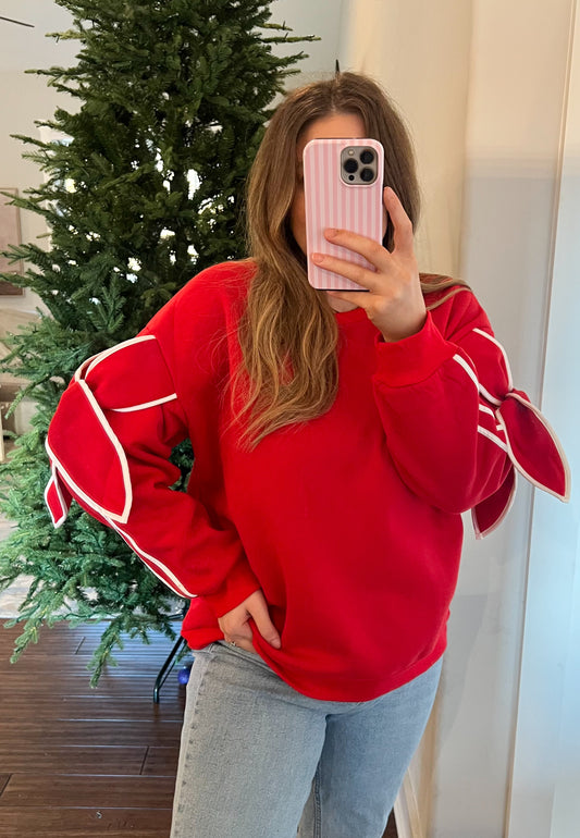 Greatest Gift Bow Sleeve Sweater