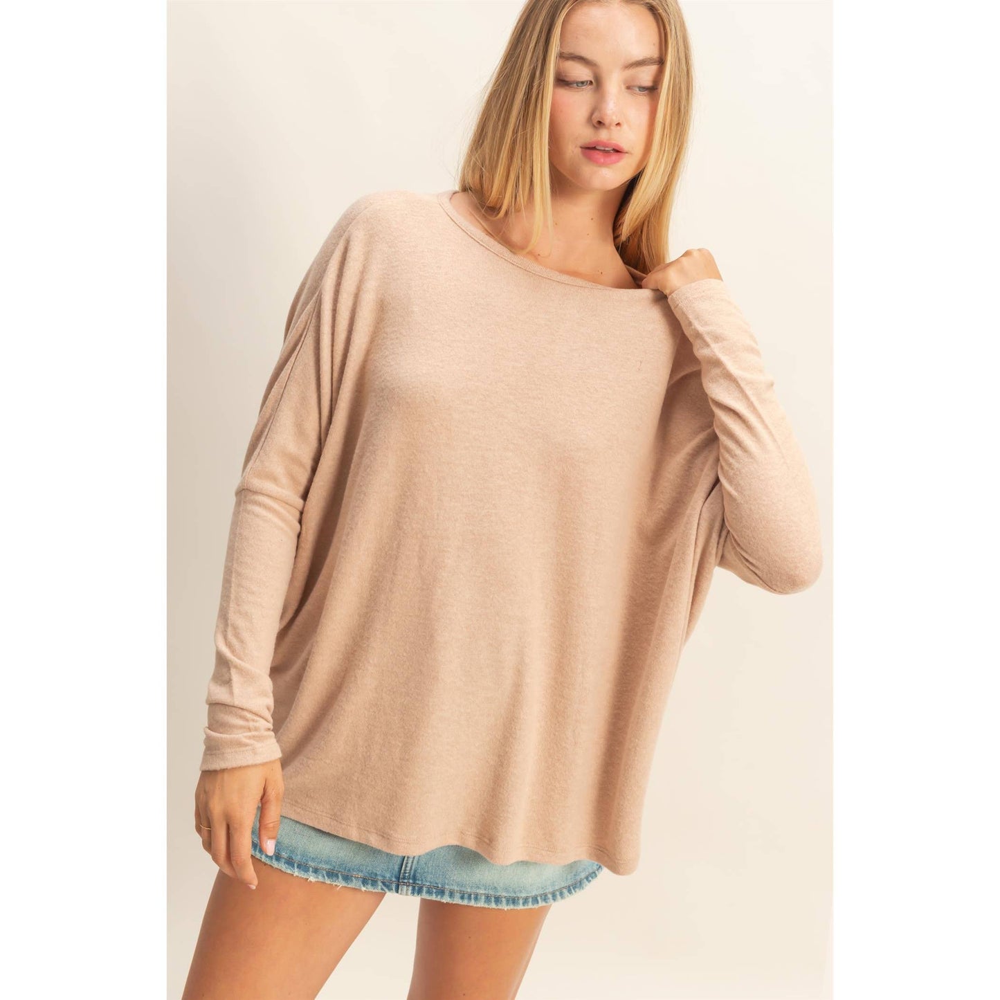 Relaxed Fit Dolman Long Sleeve Top