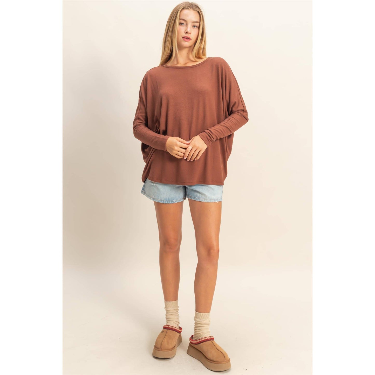 Relaxed Fit Dolman Long Sleeve Top