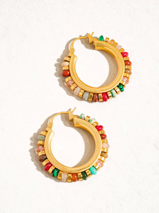 Capri Beaded Resort Hoop Earring: Multi-Colored
