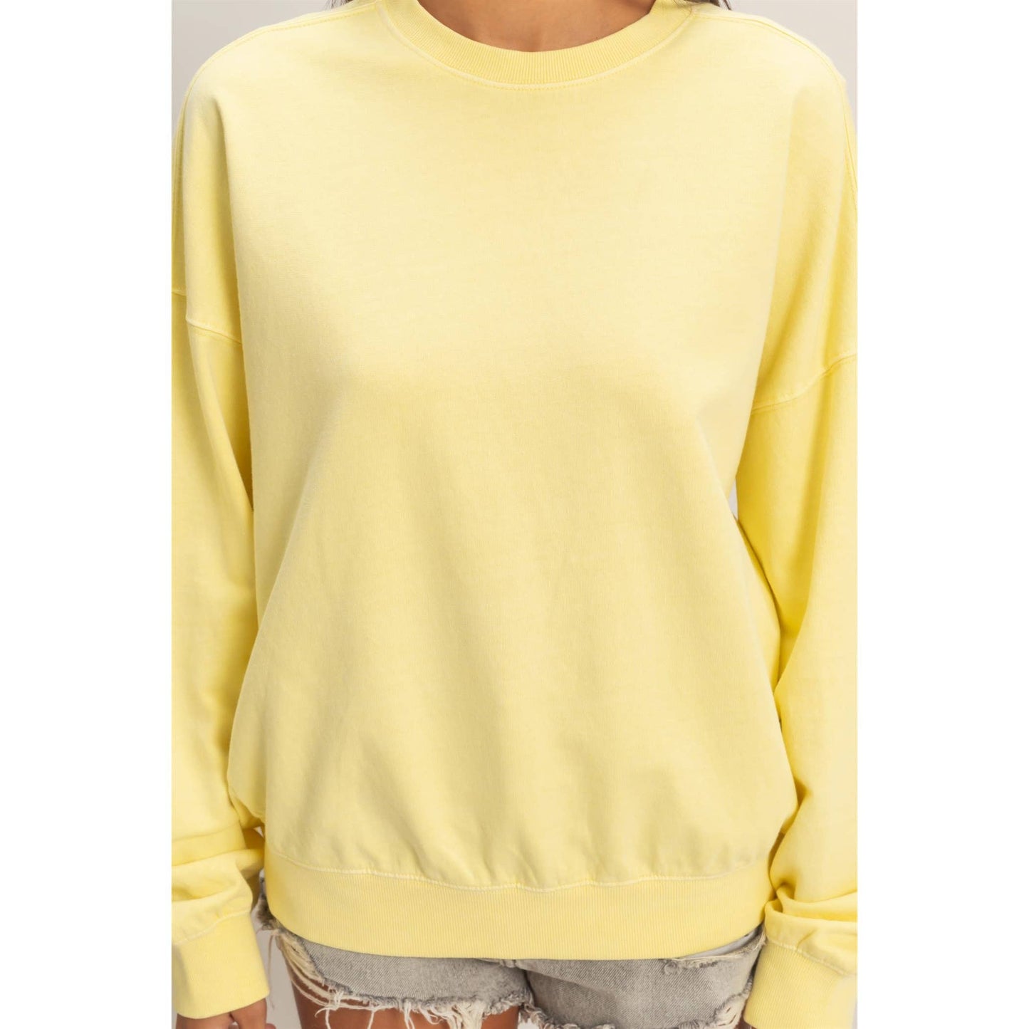 Ribbed Crew Neck Sweatshirt