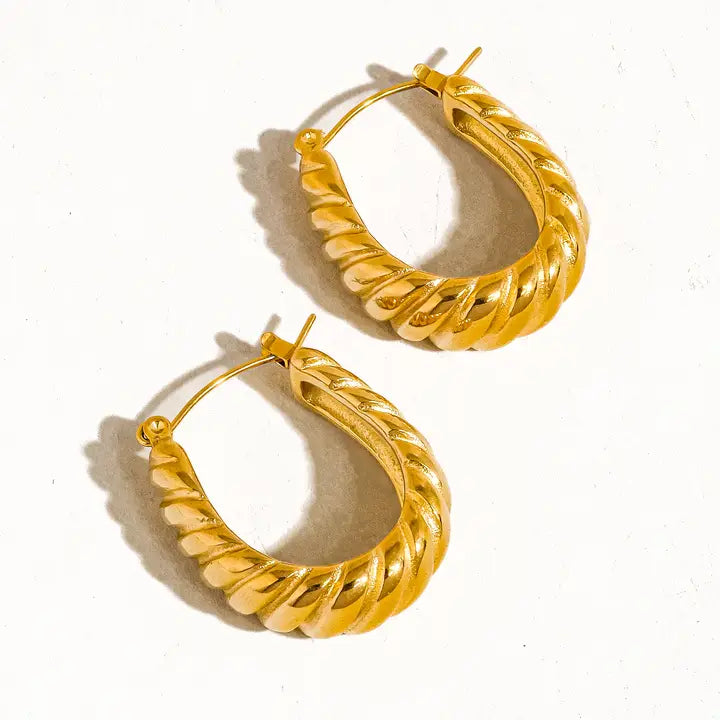 Jordyn 18K Gold Non-Tarnish Croissant Hoop Earring