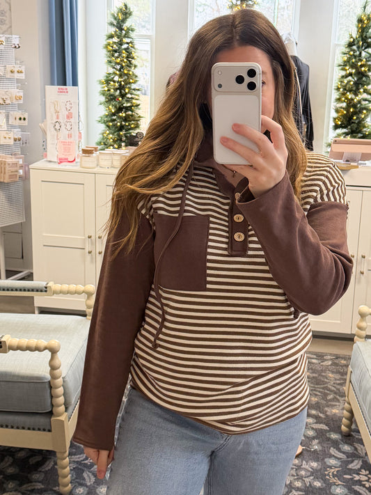 Brinley Stripe Hooded Top