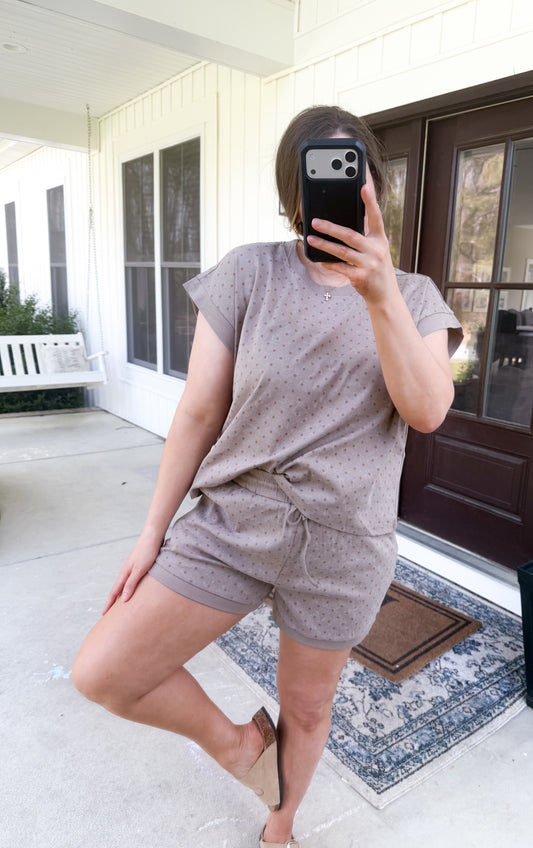 Polka Dot Short Sleeve Top and Shorts Set