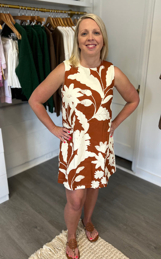 Rust Bloom Shift Dress