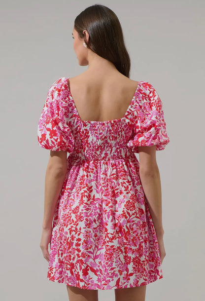 Pretty in Pink Puff Sleeve Mini Dress