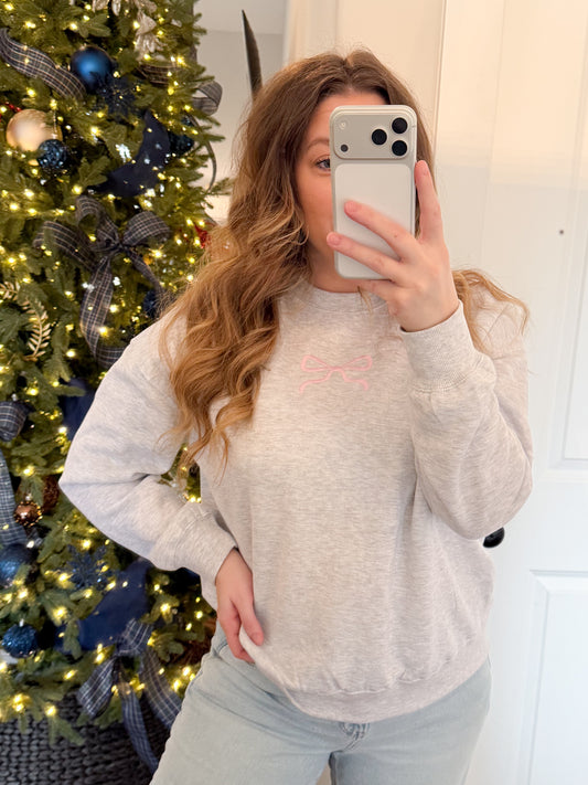 Embroidered Bow Crew