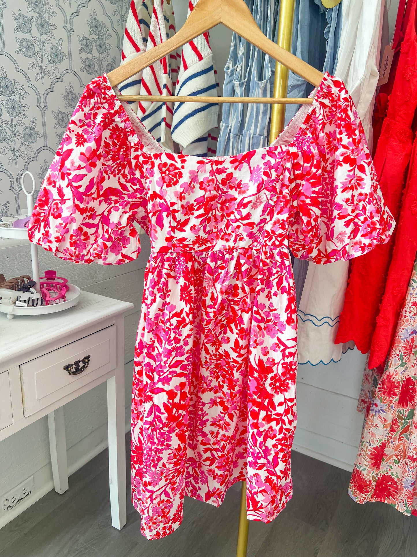 Pretty in Pink Puff Sleeve Mini Dress