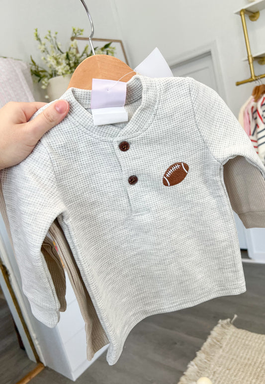 Boys Football Waffle Knit Henley