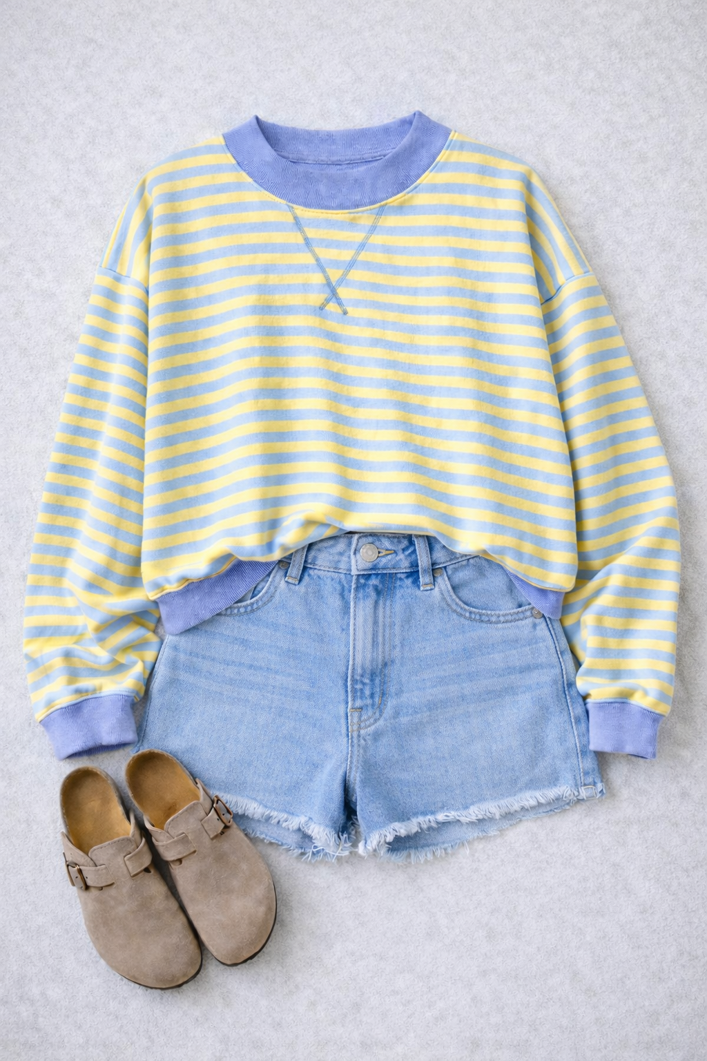 Spring's Striped Mock Neck - Blue & Yellow