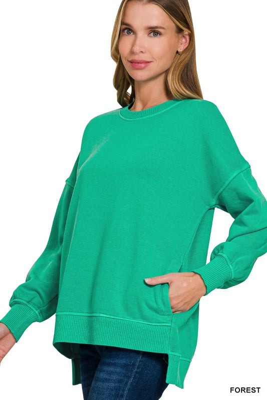 Pigmented Fleece Hi-low Hem Pullover