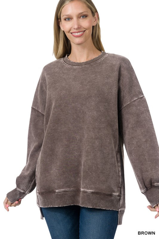 Pigmented Fleece Hi-low Hem Pullover