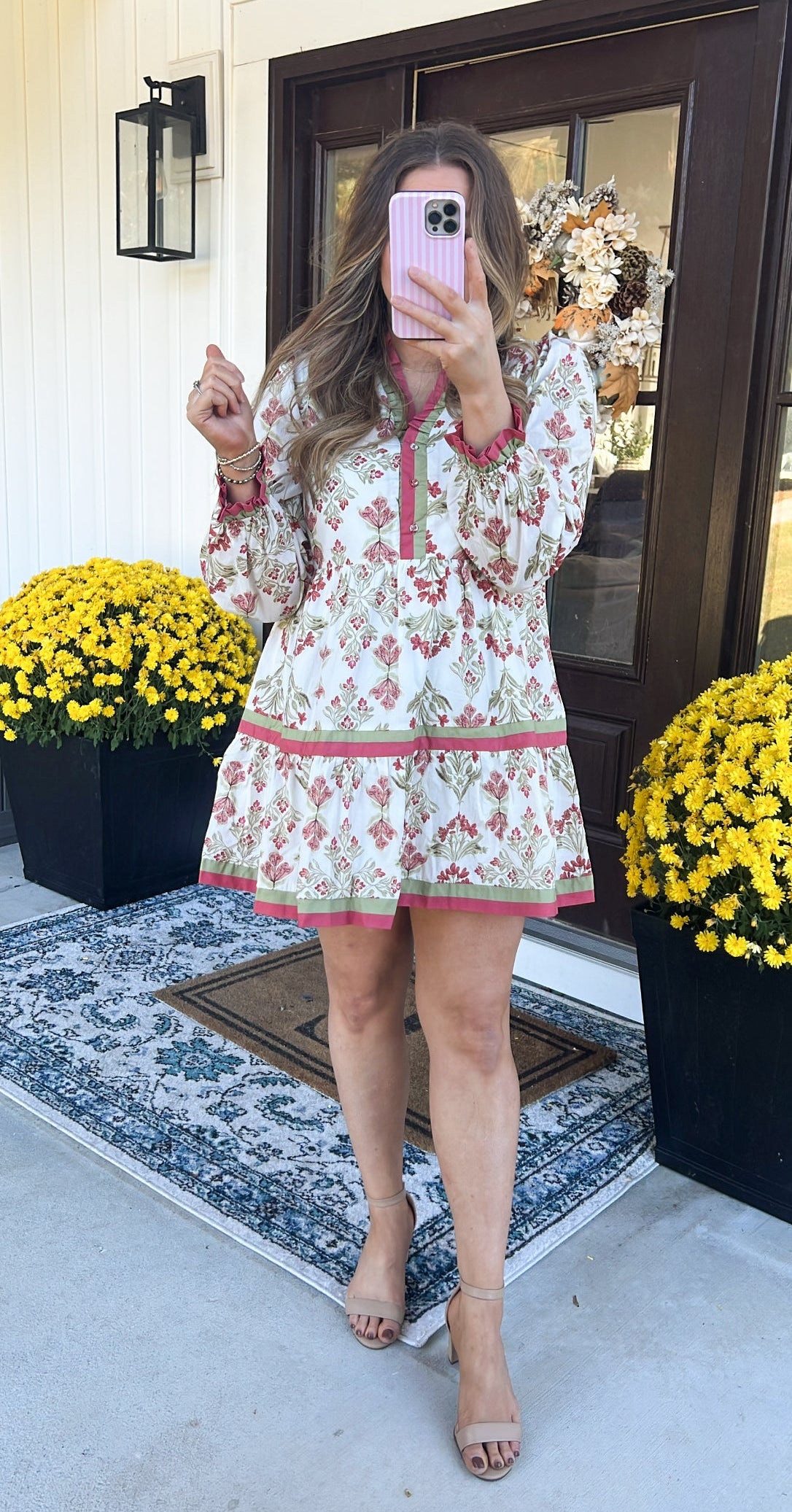 Bright Blossoms Mini Dress - Marsala