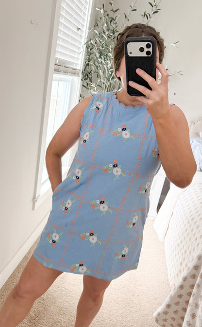 Bluebell Embroidered Mini Dress