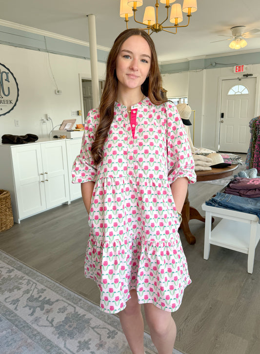 Riley Mini Dress | Flora Fanfare Pink