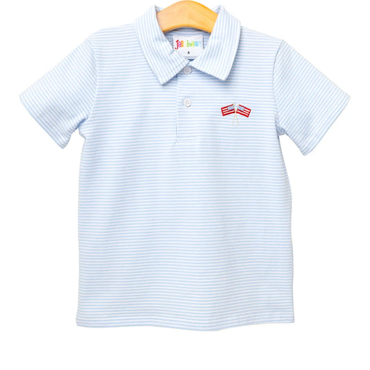 American Flag Embroidered Polo