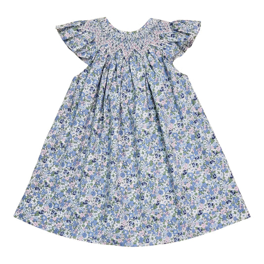 Maya Blue Floral Smocked Dress