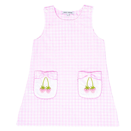 Strawberry Embroidered Gingham Dress