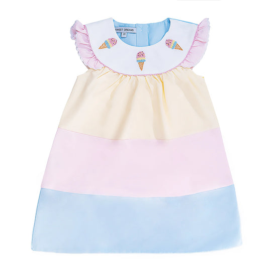 Colorblock French Knot Ice Cream Dress