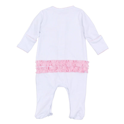 Precious Pumpkins Embroidered Ruffle Footie - Pink