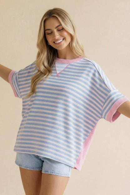Clean Slate Loose Fit Stripe Pullover Top
