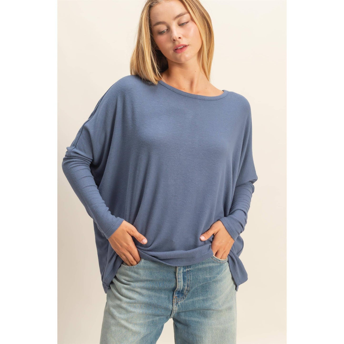 Relaxed Fit Dolman Long Sleeve Top