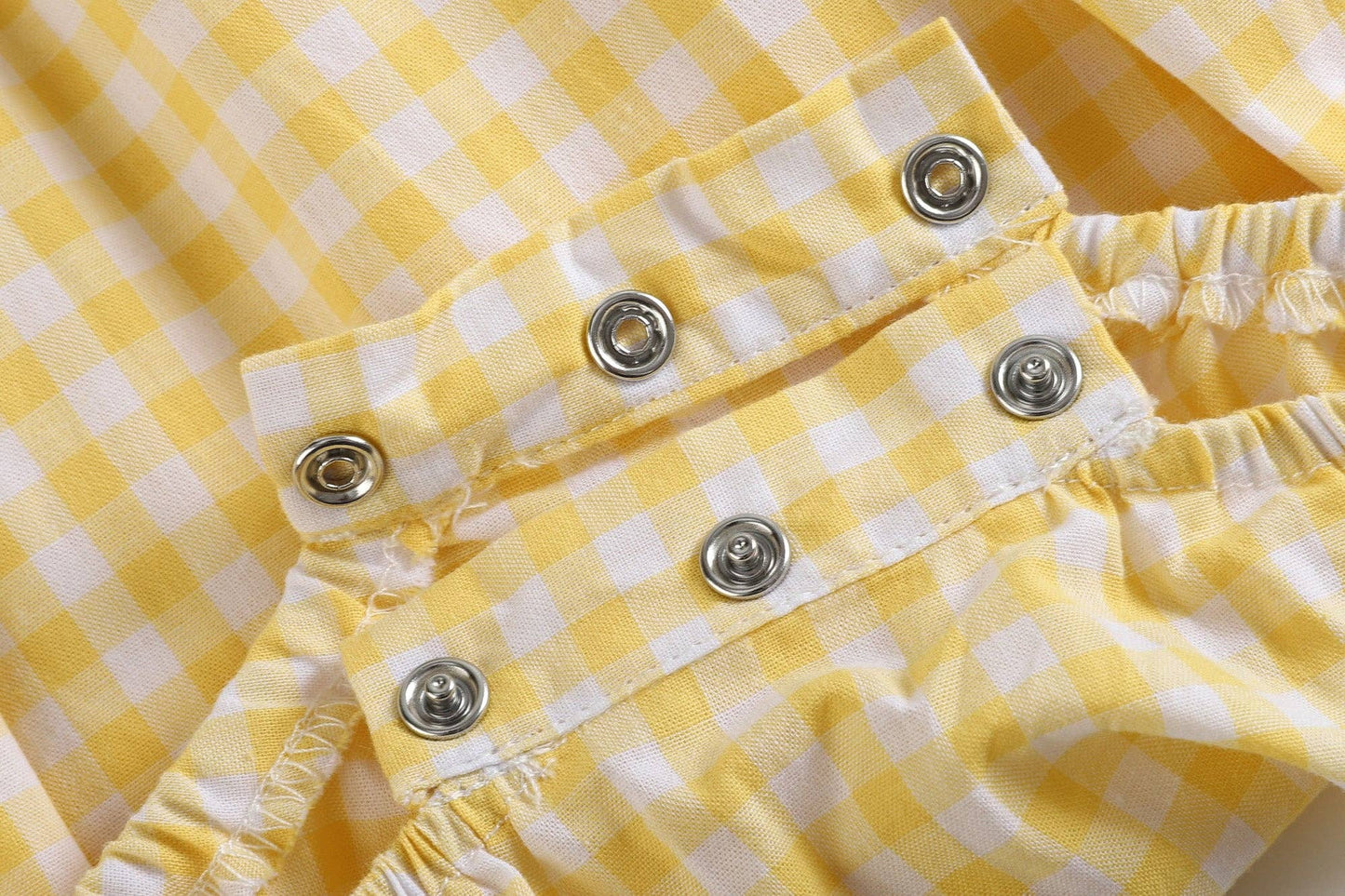 Yellow Gingham Lemon Smocked Flutter Romper