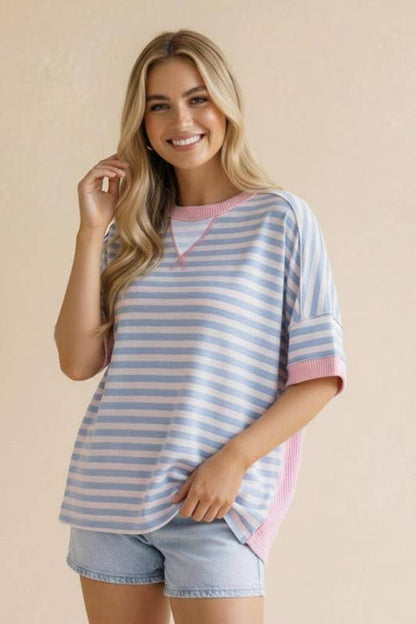 Clean Slate Loose Fit Stripe Pullover Top