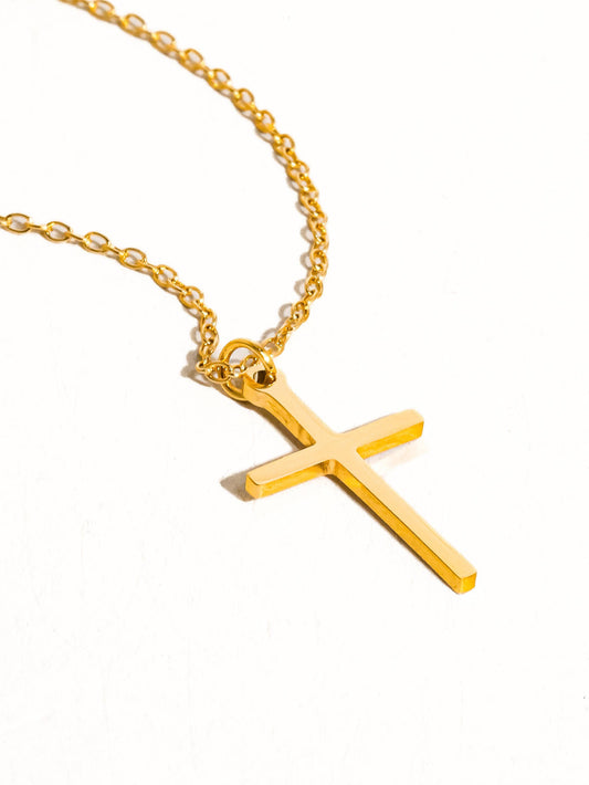 Tirza Small Cross Necklace: Yellow Gold