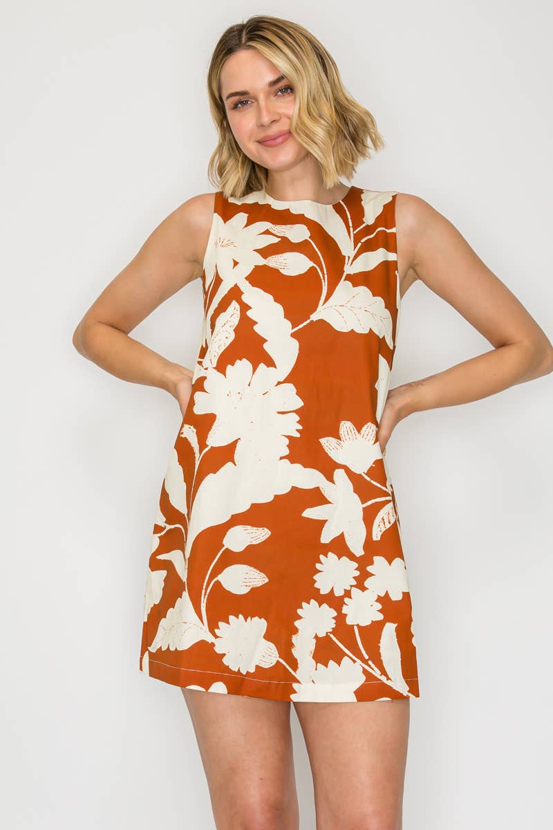 Rust Bloom Shift Dress