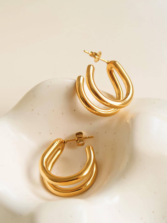 Lucille Double C Hoop Earring: Yellow
