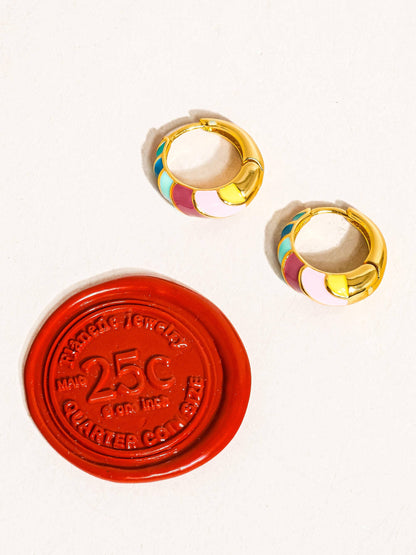Paloma Colorful Striped Hoop Earring: Multi-Colored