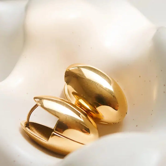 Elio 18K Gold Non-Tarnish Classic Oval Droplet Earring