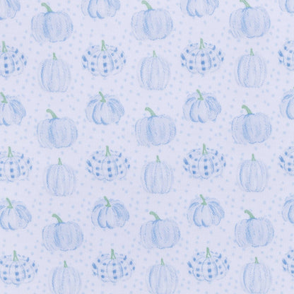 Precious Pumpkins Print Zip Footie - Light Blue